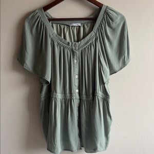 Baltic Born Sage Green Boho Blouse Peasant Top Flowy
